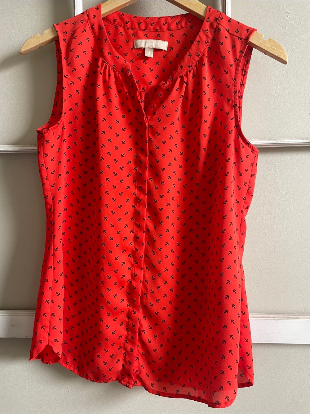 Banana Republic Red Sleeveless Anchor-Print Camisole